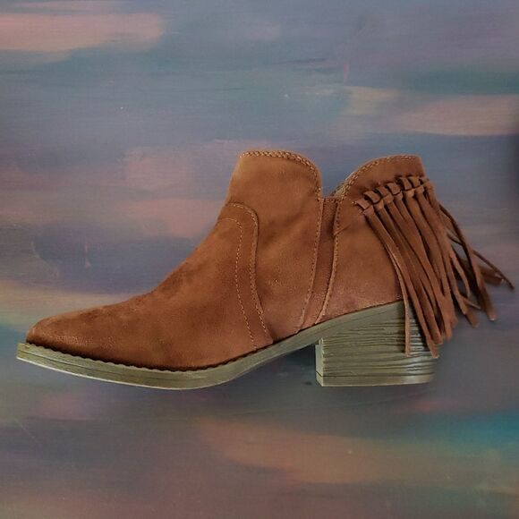 EUC Arizona Jeans Copper Colored Boots with Fringes Sz 6 - Picture 1 of 6